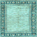 Square Abstract Light Blue Modern Rug, abs3415lblu