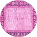 Round Machine Washable Abstract Pink Modern Rug, wshabs3415pnk