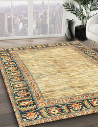 Abstract Brown Gold Modern Rug, abs3415