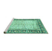 Sideview of Machine Washable Abstract Turquoise Modern Area Rugs, wshabs3415turq