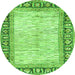 Round Machine Washable Abstract Green Modern Area Rugs, wshabs3415grn