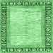 Square Machine Washable Abstract Emerald Green Modern Area Rugs, wshabs3415emgrn