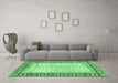 Machine Washable Abstract Emerald Green Modern Area Rugs in a Living Room,, wshabs3415emgrn