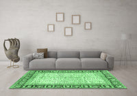 Machine Washable Abstract Emerald Green Modern Rug, wshabs3415emgrn