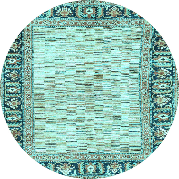 Round Abstract Light Blue Modern Rug, abs3415lblu