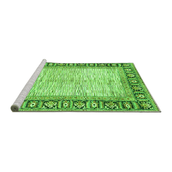 Sideview of Machine Washable Abstract Green Modern Area Rugs, wshabs3415grn