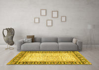 Machine Washable Abstract Yellow Modern Rug, wshabs3415yw