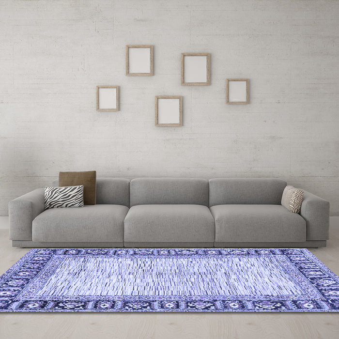 Machine Washable Abstract Blue Modern Rug in a Living Room, wshabs3415blu