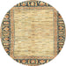 Round Abstract Brown Gold Modern Rug, abs3415