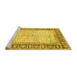 Sideview of Machine Washable Abstract Yellow Modern Rug, wshabs3415yw
