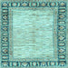 Square Machine Washable Abstract Light Blue Modern Rug, wshabs3415lblu