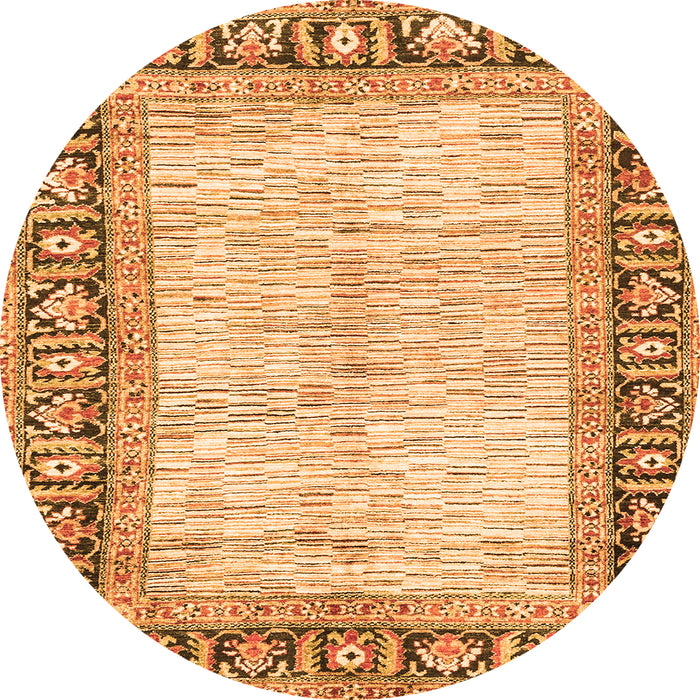 Round Abstract Orange Modern Rug, abs3415org