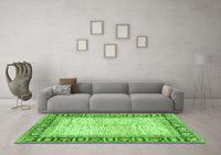 Machine Washable Abstract Green Modern Rug, wshabs3415grn