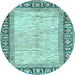 Round Machine Washable Abstract Light Blue Modern Rug, wshabs3415lblu