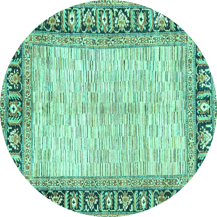 Round Abstract Turquoise Modern Rug, abs3415turq