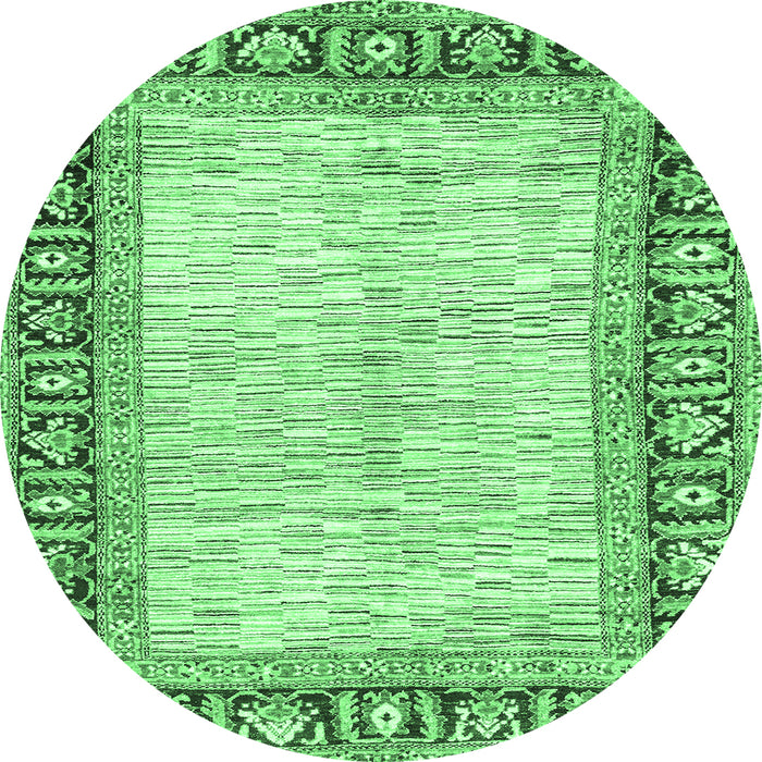 Round Abstract Emerald Green Modern Rug, abs3415emgrn