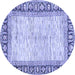 Round Machine Washable Abstract Blue Modern Rug, wshabs3415blu