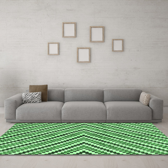 Machine Washable Abstract Emerald Green Modern Area Rugs in a Living Room,, wshabs3416emgrn