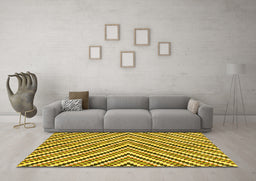 Machine Washable Abstract Yellow Modern Rug in a Living Room, wshabs3416yw