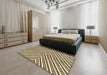 Abstract Brown Gold Modern Rug in a Bedroom, abs3416