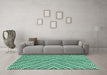 Machine Washable Abstract Turquoise Modern Area Rugs in a Living Room,, wshabs3416turq