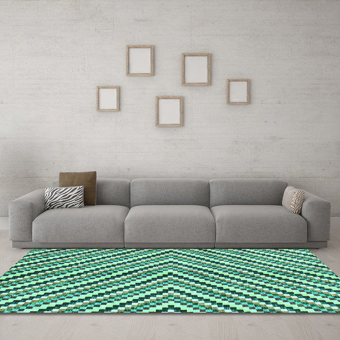 Machine Washable Abstract Turquoise Modern Area Rugs in a Living Room,, wshabs3416turq
