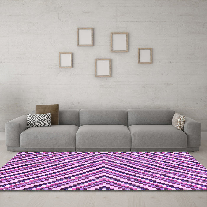 Machine Washable Abstract Purple Modern Area Rugs in a Living Room, wshabs3416pur
