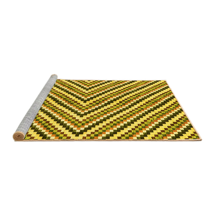 Sideview of Machine Washable Abstract Yellow Modern Rug, wshabs3416yw