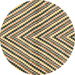 Round Abstract Brown Gold Modern Rug, abs3416