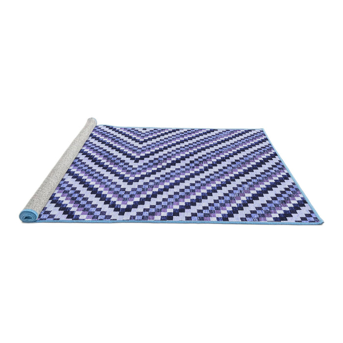 Sideview of Machine Washable Abstract Blue Modern Rug, wshabs3416blu