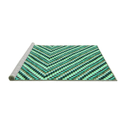 Sideview of Machine Washable Abstract Turquoise Modern Area Rugs, wshabs3416turq
