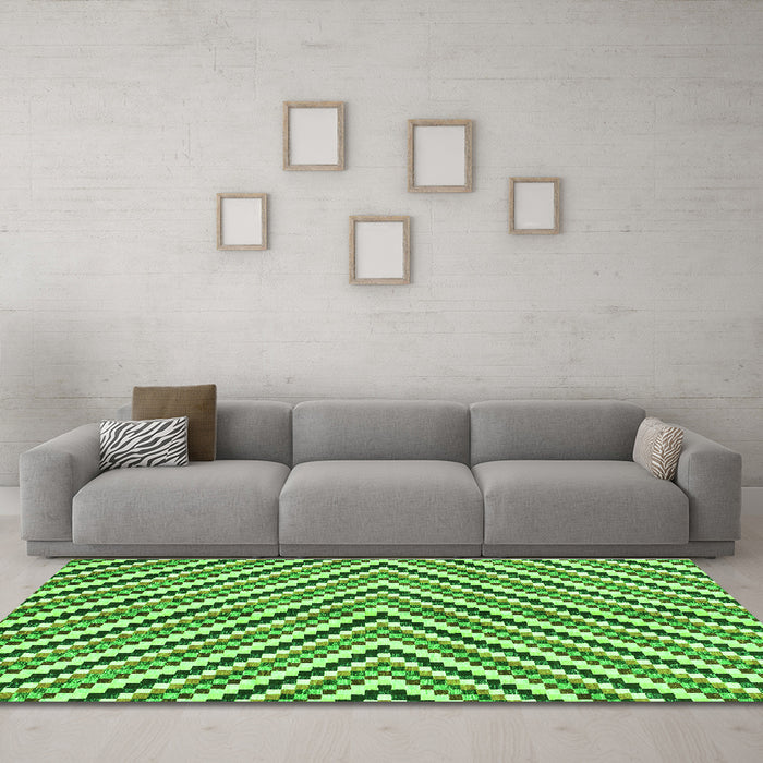 Machine Washable Abstract Green Modern Area Rugs in a Living Room,, wshabs3416grn