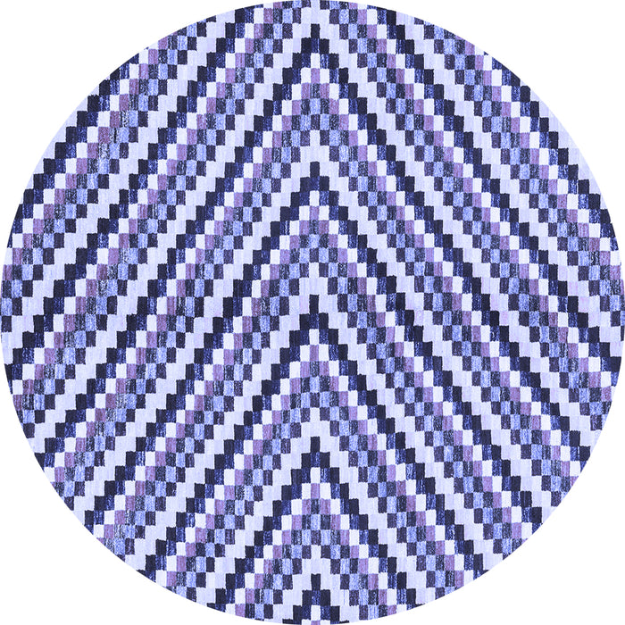 Round Abstract Blue Modern Rug, abs3416blu