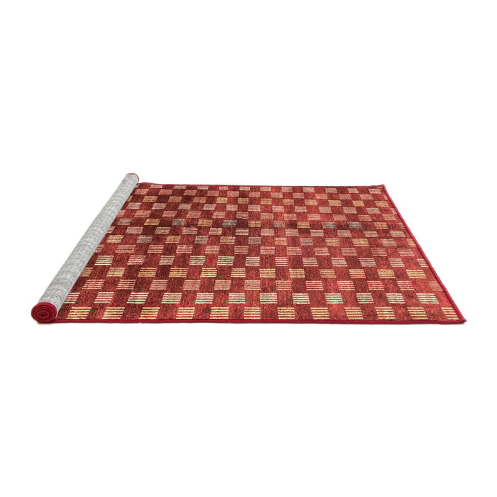 Sideview of Machine Washable Abstract Red Rug, wshabs3417