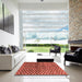 Square Abstract Red Modern Rug in a Living Room, abs3417