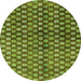 Round Machine Washable Abstract Green Modern Area Rugs, wshabs3417grn