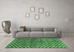 Machine Washable Abstract Emerald Green Modern Area Rugs in a Living Room,, wshabs3417emgrn