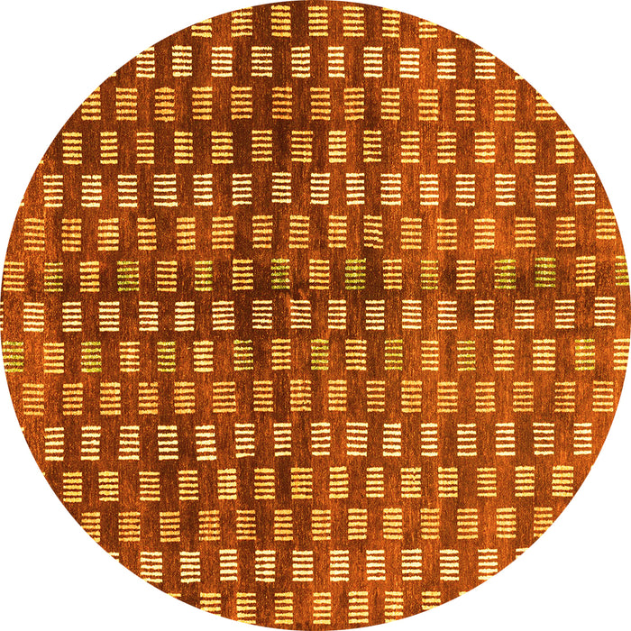 Round Abstract Yellow Modern Rug, abs3417yw
