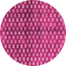 Round Machine Washable Abstract Pink Modern Rug, wshabs3417pnk