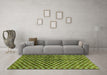 Machine Washable Abstract Green Modern Area Rugs in a Living Room,, wshabs3417grn