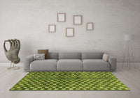 Machine Washable Abstract Green Modern Rug, wshabs3417grn