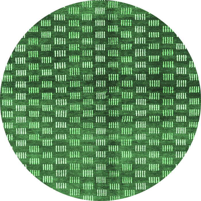Round Machine Washable Abstract Emerald Green Modern Area Rugs, wshabs3417emgrn