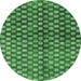 Round Machine Washable Abstract Emerald Green Modern Area Rugs, wshabs3417emgrn