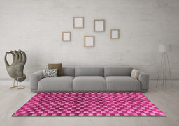 Machine Washable Abstract Pink Modern Rug in a Living Room, wshabs3417pnk