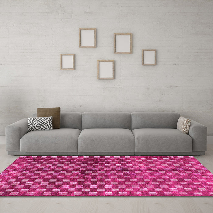 Machine Washable Abstract Pink Modern Rug in a Living Room, wshabs3417pnk