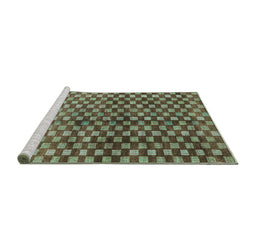 Sideview of Machine Washable Abstract Turquoise Modern Area Rugs, wshabs3417turq