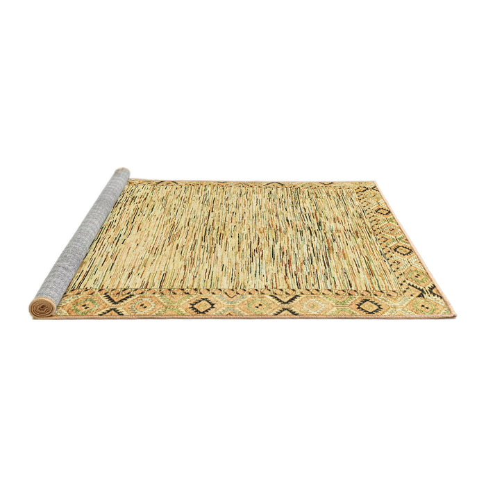 Sideview of Machine Washable Abstract Mustard Yellow Rug, wshabs3418
