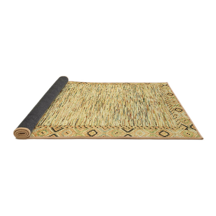 Sideview of Abstract Mustard Yellow Modern Rug, abs3418