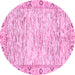 Round Machine Washable Abstract Pink Modern Rug, wshabs3418pnk