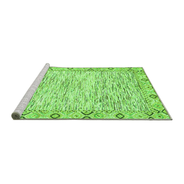 Sideview of Machine Washable Abstract Green Modern Area Rugs, wshabs3418grn
